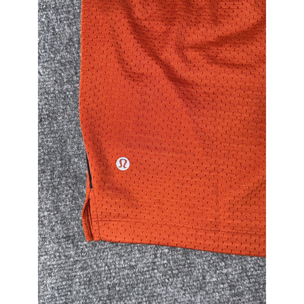 Lululemon Mens Double Layered Mesh Short 7 LL Orange Basketball Gym Shorts L - Picture 3 of 7